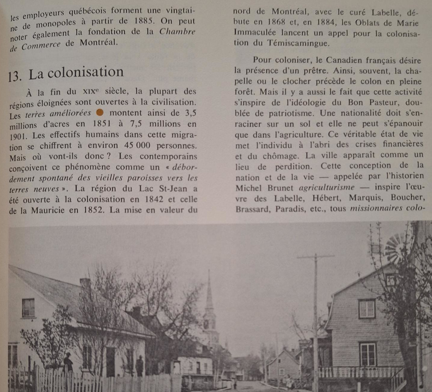 Extrait du manuel scolaire intitulé 'Canada-Québec, synthèse historique', paru en 1970